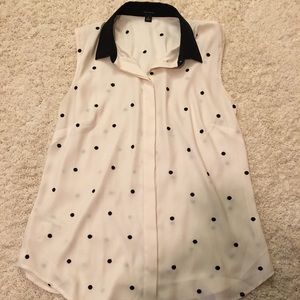 Polka Dot Sleeveless Shirt Ann Taylor